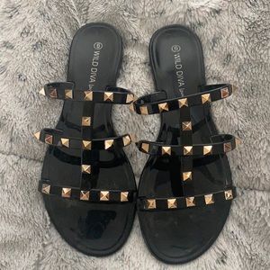 Gold studded sandals